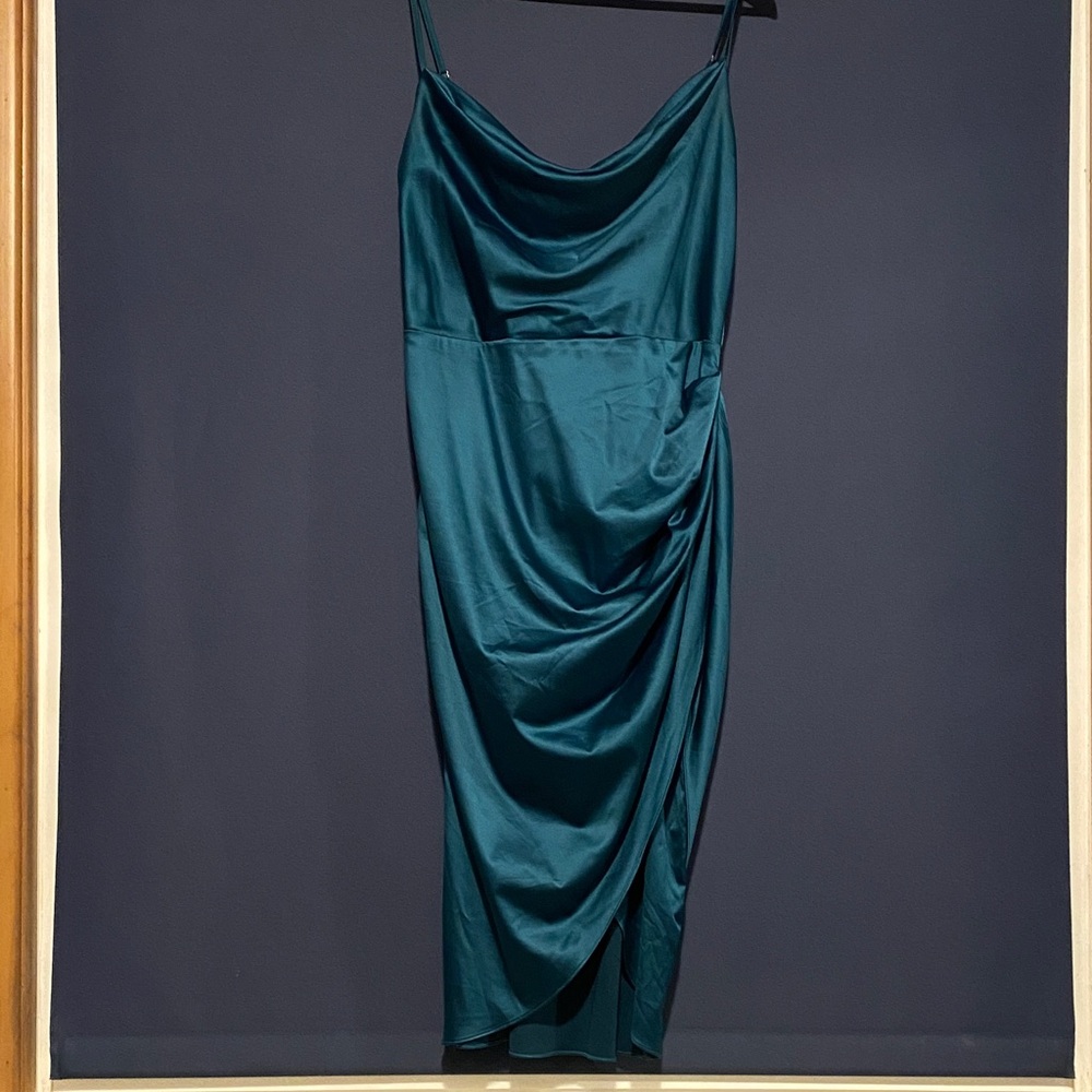 Elegant Teal Satin Dress